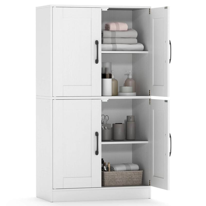 Costway Bathroom Cabinet with Doors & Adjustable Shelves Storage - See Details - White