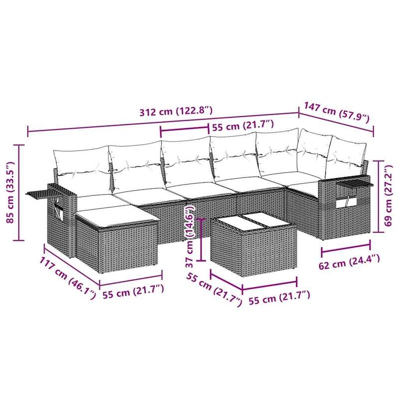 vidaXL Garden Sofa Set Black