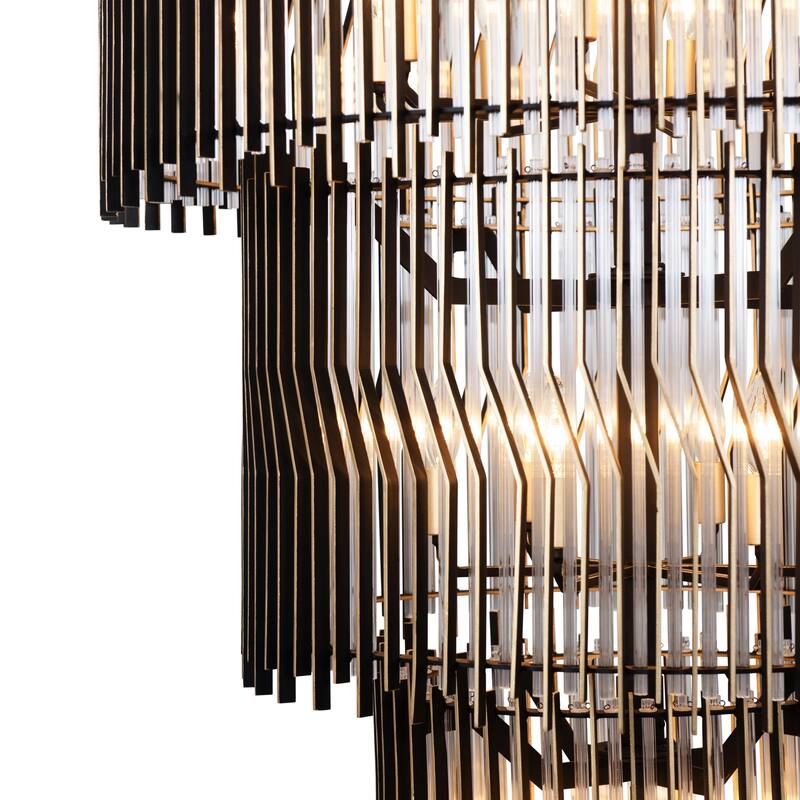 Varaluz Park Row 18-Light 3-Tier Chandelier - Matte Black/French Gold