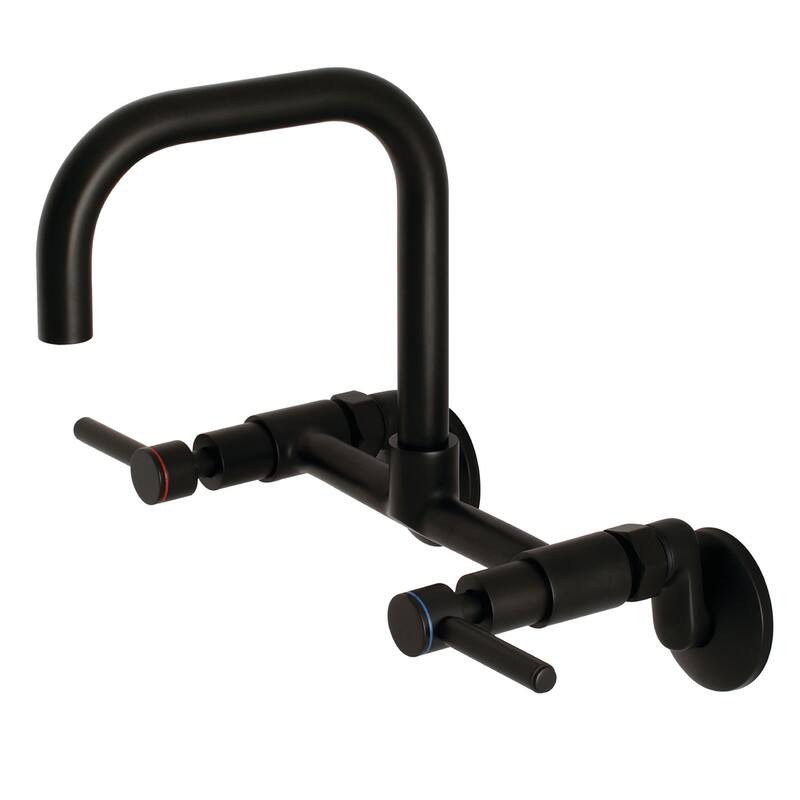 Concord 8-Inch Adjustable Center Wall Mount Kitchen Faucet in Matte Black