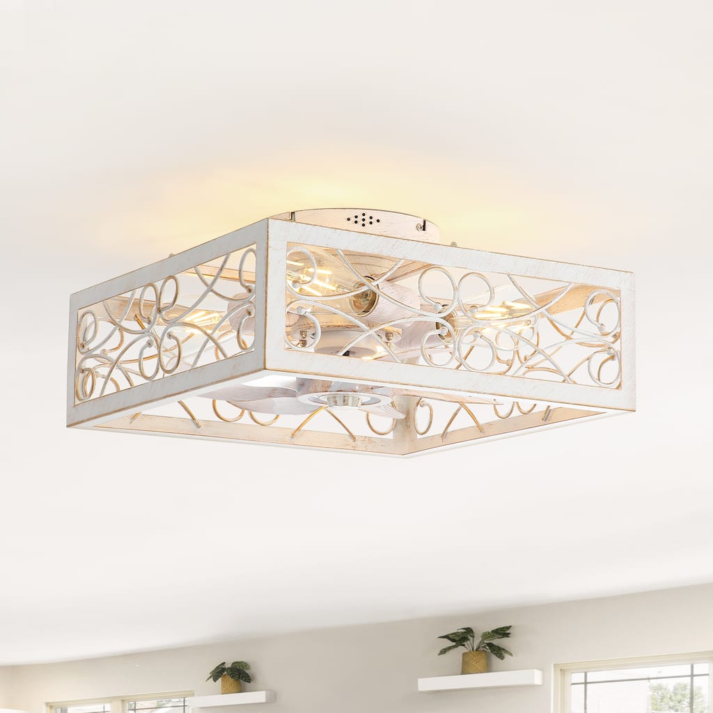 16.5"/15.7" Low Profile Ceiling Fan with Remote and Light(7-Blades)