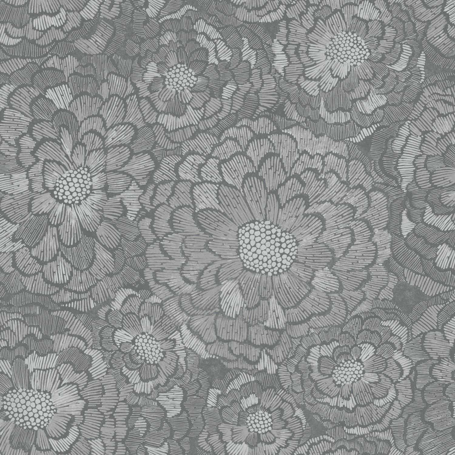 RoomMates Grey Zen Dahlia Peel and Stick Wallpaper