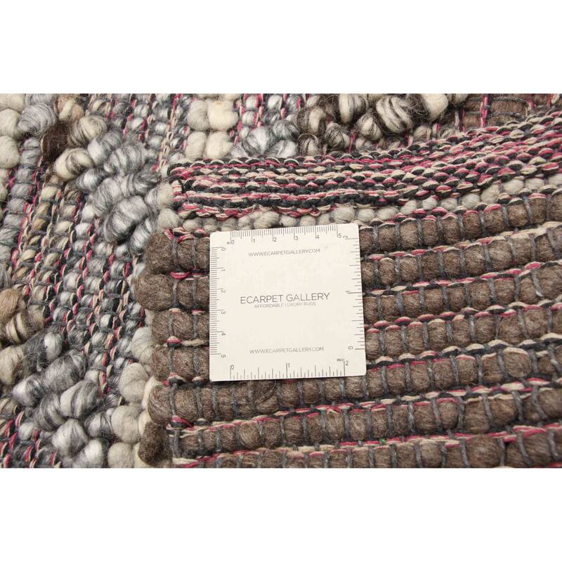 ECARPETGALLERY Braid weave Sienna Grey Wool Rug - 5'2 x 7'10