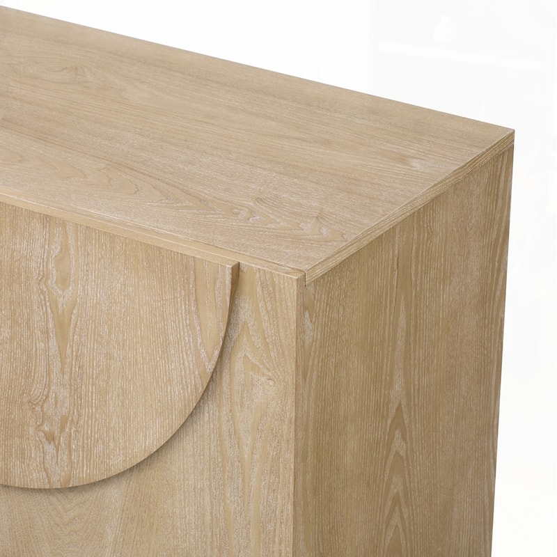 Wood Sideboard Cabinet with Semi-Circular Handles and Adjustable Shelves
