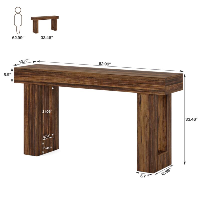 63-inch Wood Narrow Console Sofa Hallway Accent Table for Entryway