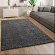 preview thumbnail 1 of 35, Plain Shag Rug For Living Room or Bedroom in pastell colors 3'11" x 5'7" - Dark Gray / Anthracite