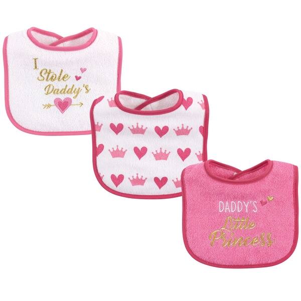 slide 1 of 1, Luvable Friends Baby Girl Cotton Drooler Bibs with Fiber Filling 3pk, Girl Daddy, One Size - Girl Daddy - One Size One Size - Girl Daddy