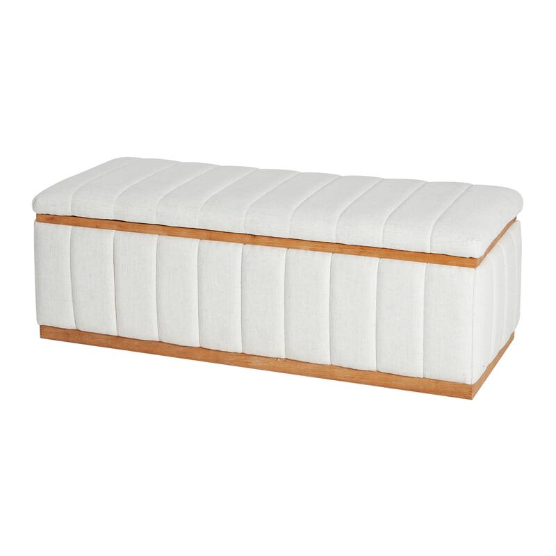 Christopher Knight Home - Beige Performance Fabric Upholstered Storage Bench with Wood Frame
