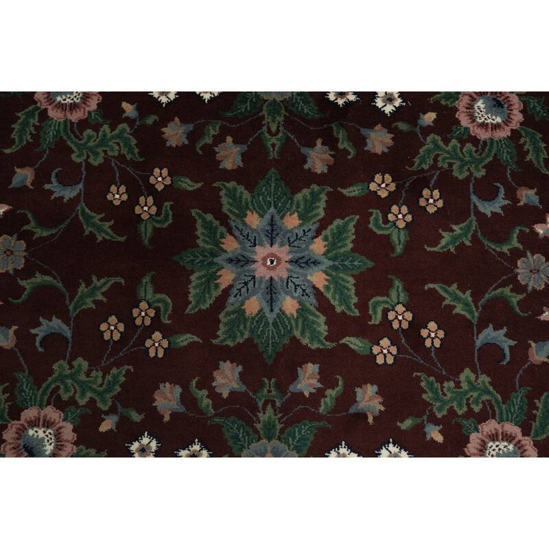 Hand Knotted Oriental 100% Wool Carpet Traditional All-Over Red Kashan Area Rug - 14' 1'' X 10' 2''