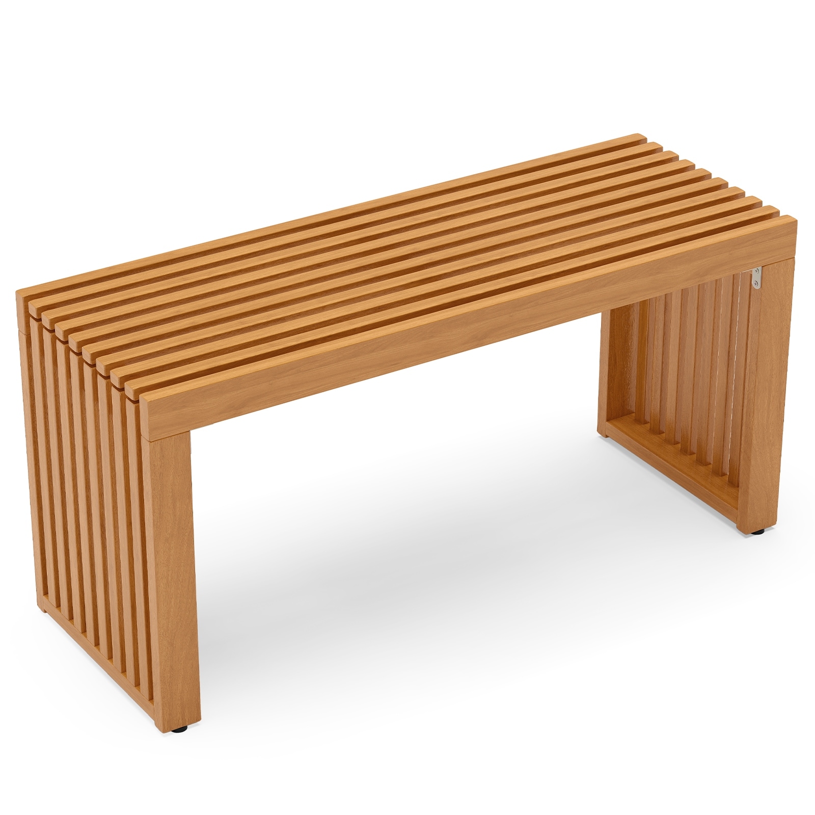 Gymax 36 Inch Patio Bench All-Slat Acacia Wood Loveseat for 2 People