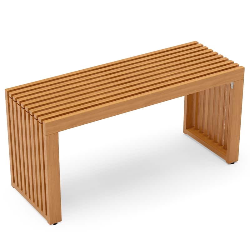 Gymax 36 Inch Patio Bench All-Slat Acacia Wood Loveseat for 2 People - Teak