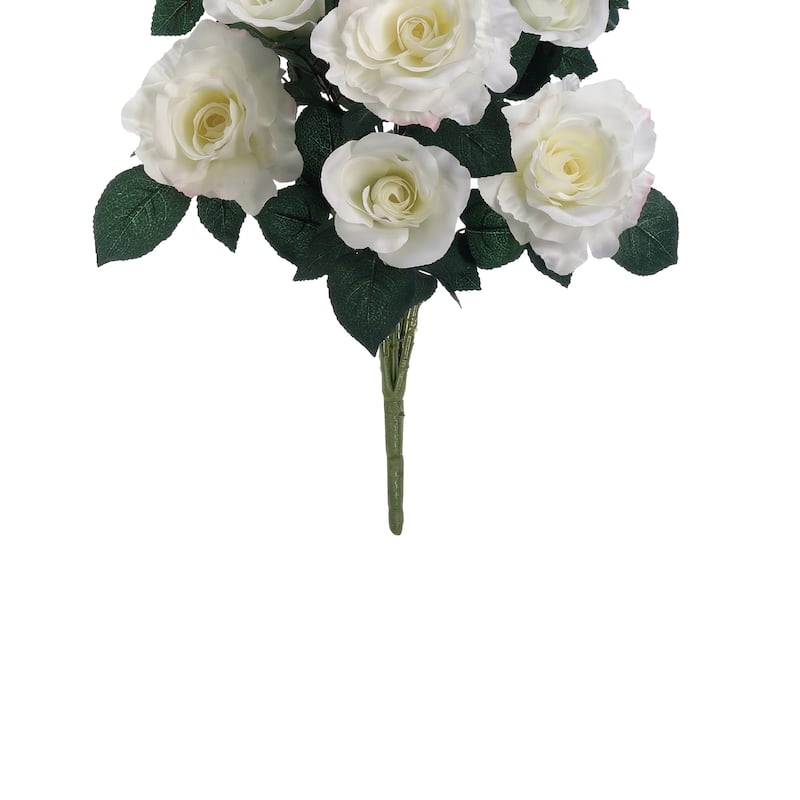 Artificial Rose Bush Spray - 18" - White