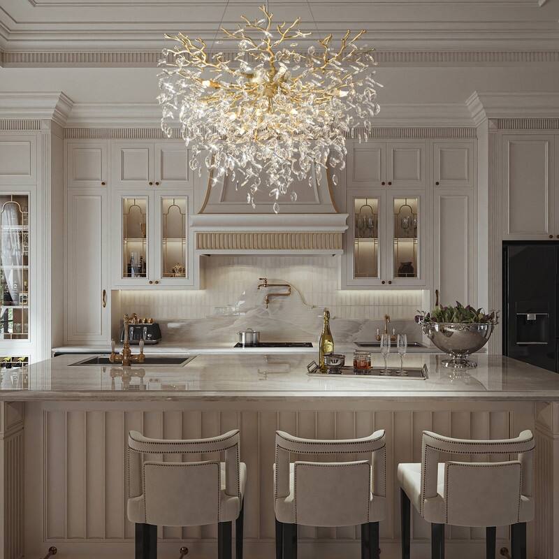 Modern Round Branch Crystal Chandelier, 600-1200mm Diameter, Marquise Cut Crystal Pendant Light