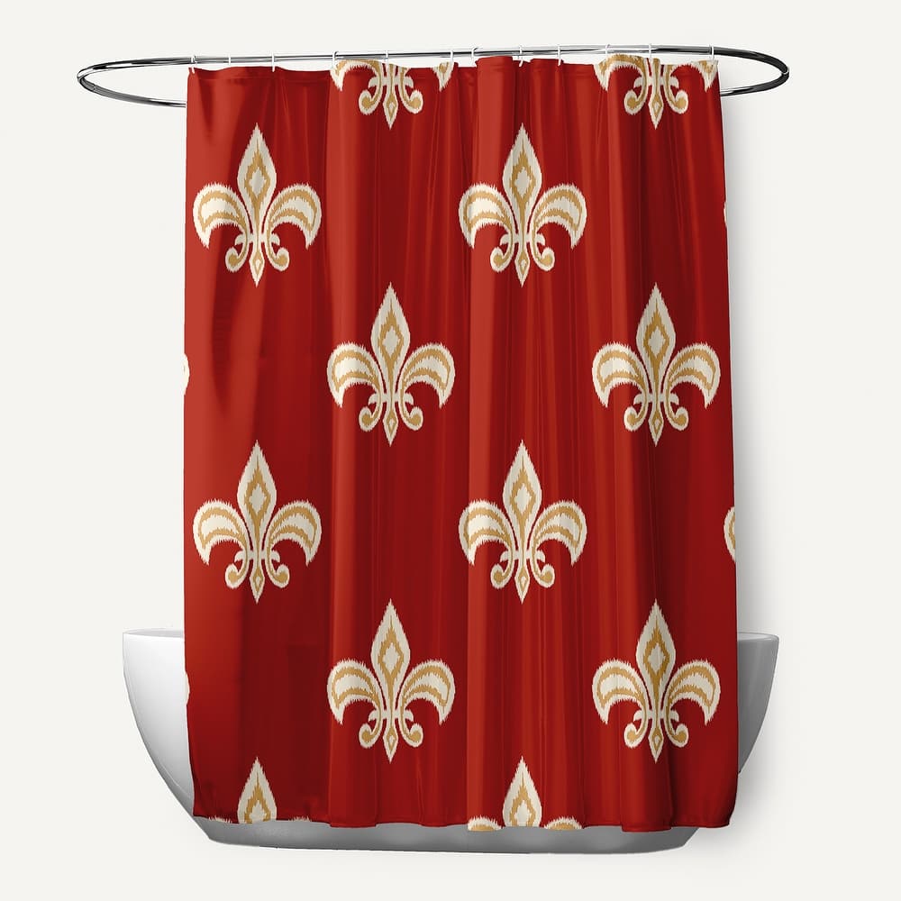 Fleur De Lis Ikat Print Shower Curtain (71 x 74)
