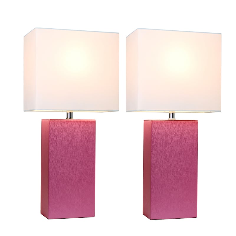 21 in. Hot Pink Finish Table Lamp with White Shade, Sturdy Table Lamp for Living Rooms and Bedrooms, Set of 2