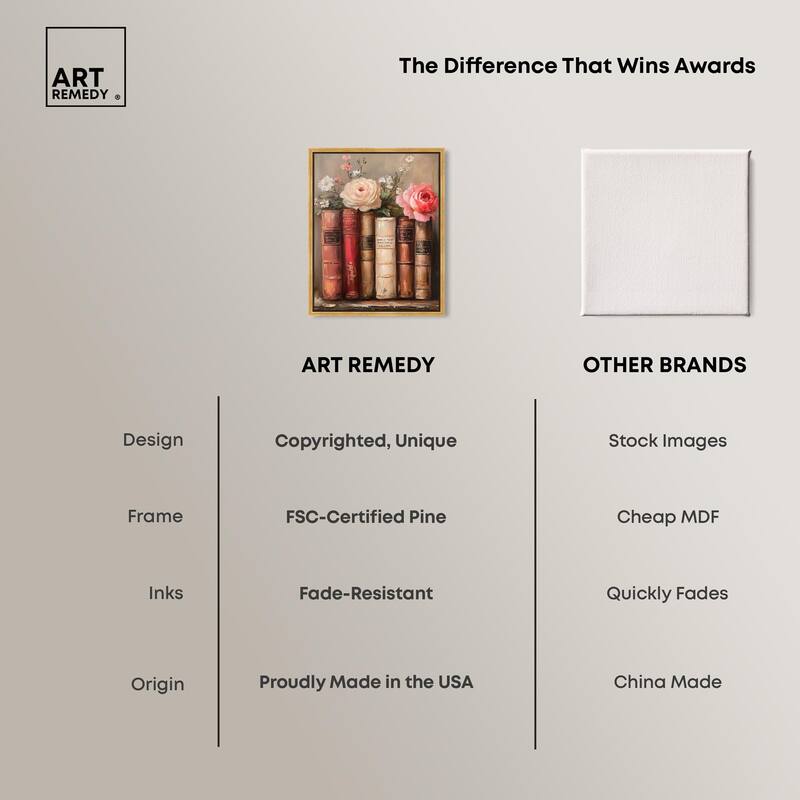 Bookshelf Bouquet III Canvas by Art Remedy