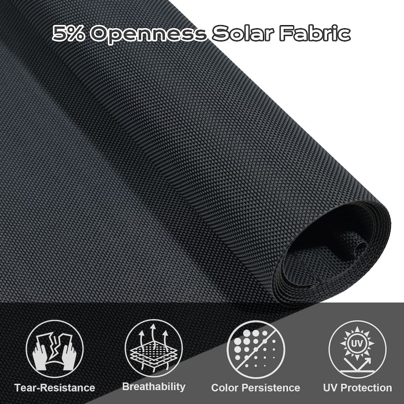 Aoodor 5% Openness Cordless Solar Fabric Roller Shade, 95% UV Protection Blinds