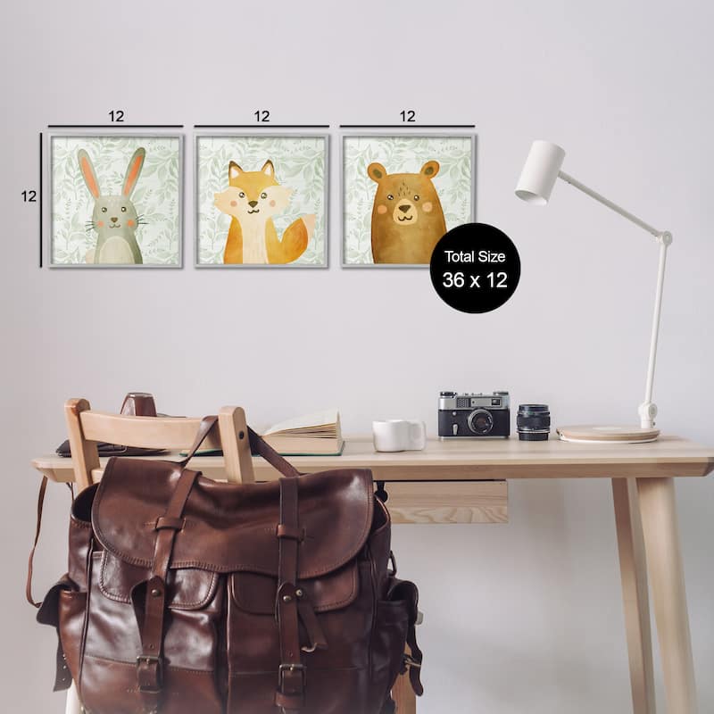 Stupell Joyful Woodland Animals Framed Giclee Art Design By Kim Allen (Set of 3)