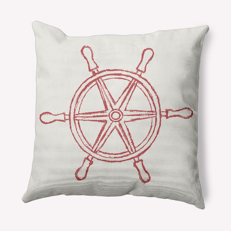 Large Ship Wheel Nautical Decorative Indoor Pillow - Ligonberry Red - 20" x 20"