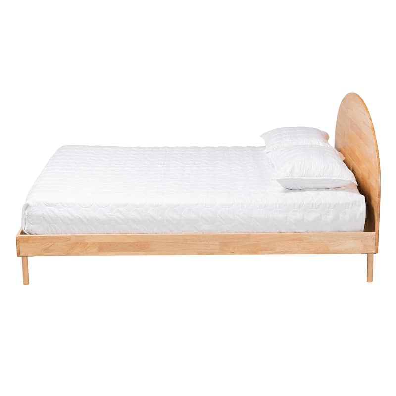 Denton Japandi Natural Brown Finished Wood Platform Bed-Queen