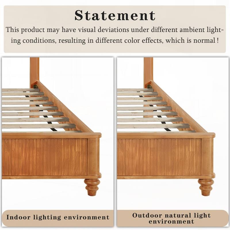 Solid Wood Bed Frame with Tall Headboard