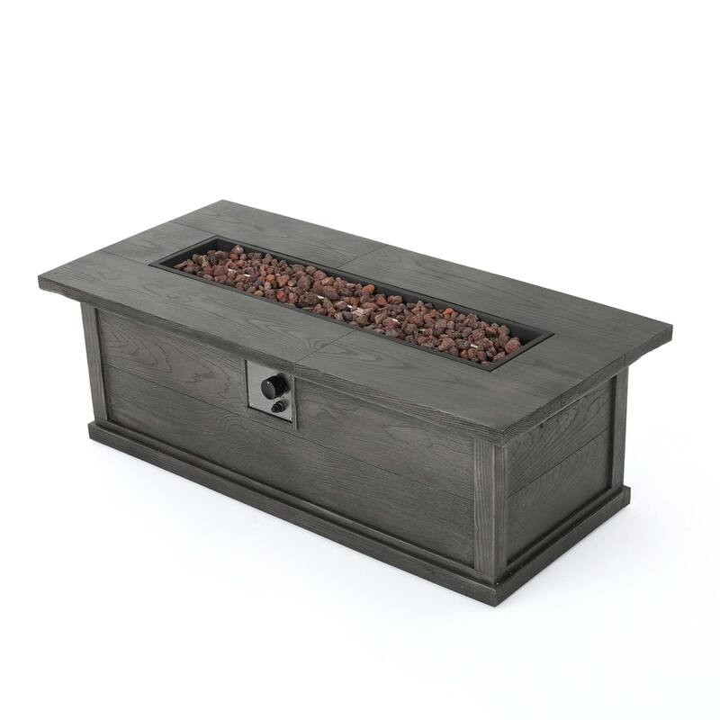 56 in. W x 26 in. D x 19 in. H Rectangle Metal Propane Burning Outdoor Fire Pit