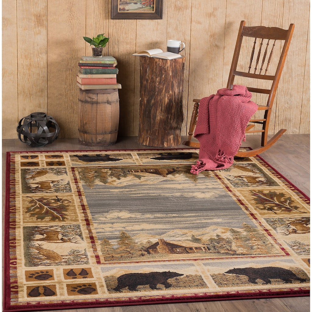 Natural Lodge Novelty Graphic Indoor Area Rug