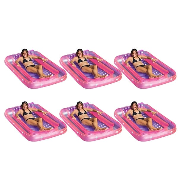 slide 2 of 2, Swimline 71 Inch Swimming Pool Inflatable Suntan Tub Water Raft Float (6 Pack)