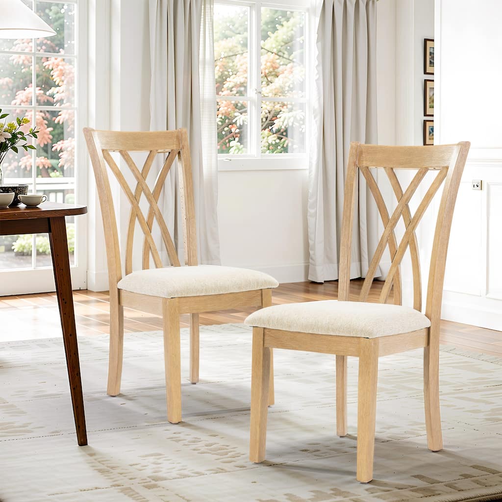 Dining Chairs Set of 2, Rubberwood Legs with Adjustable Glides, 23"H Chairs, KD Packing, Weight 250 lbs, Easy Clean