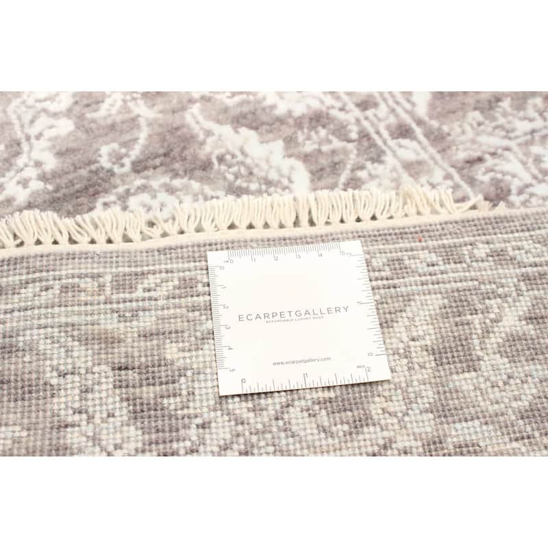 ECARPETGALLERY Hand-knotted Heritage Grey Silk, Wool Rug - 2' 8" x 10'