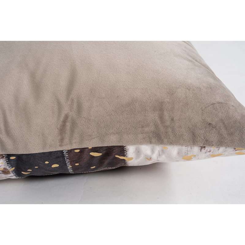 Faux Cow Printed Patchwork Velvet Pillow