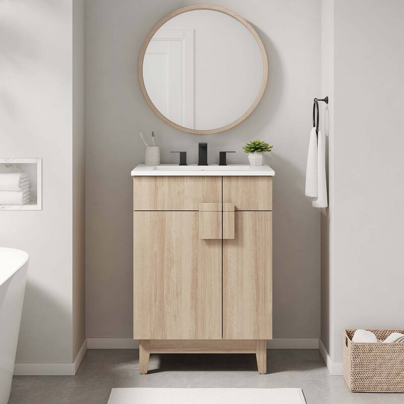 Miles 24" Bathroom Vanity Cabinet (Sink Basin Not Included) - 24 - Oak