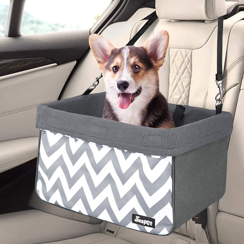 Jespet Vehicle Booster Dog Seat - White & Grey