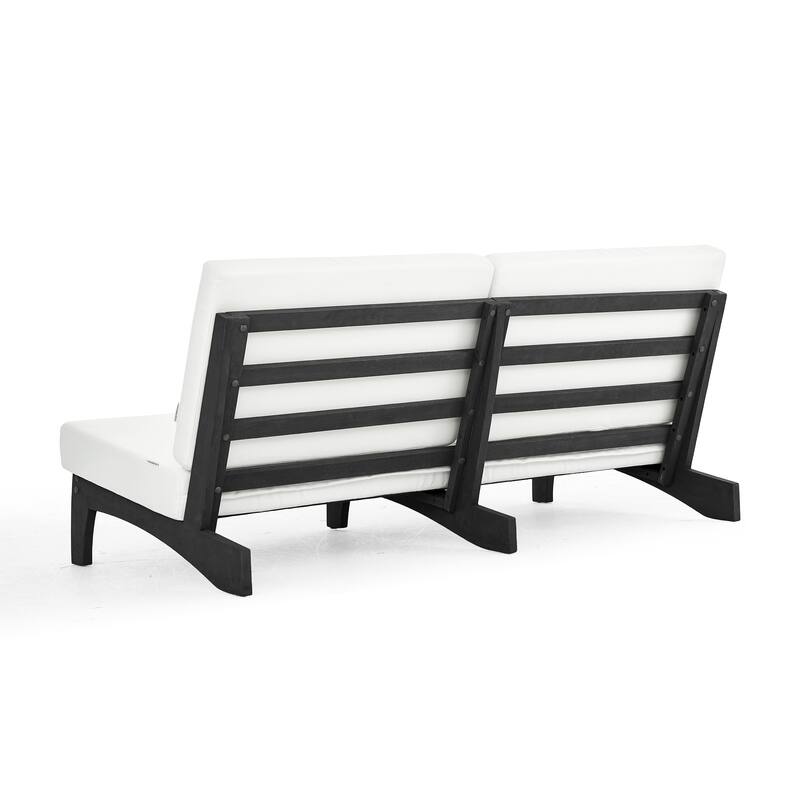 3 Seat Wood 64" W Cushioned Outdoor Patio Sofa with Coffee Table