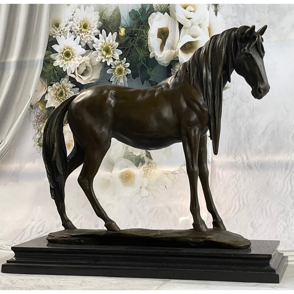 Original Signed Extra Large Arabian Horse Race Racing Bronze Sculpture Statue