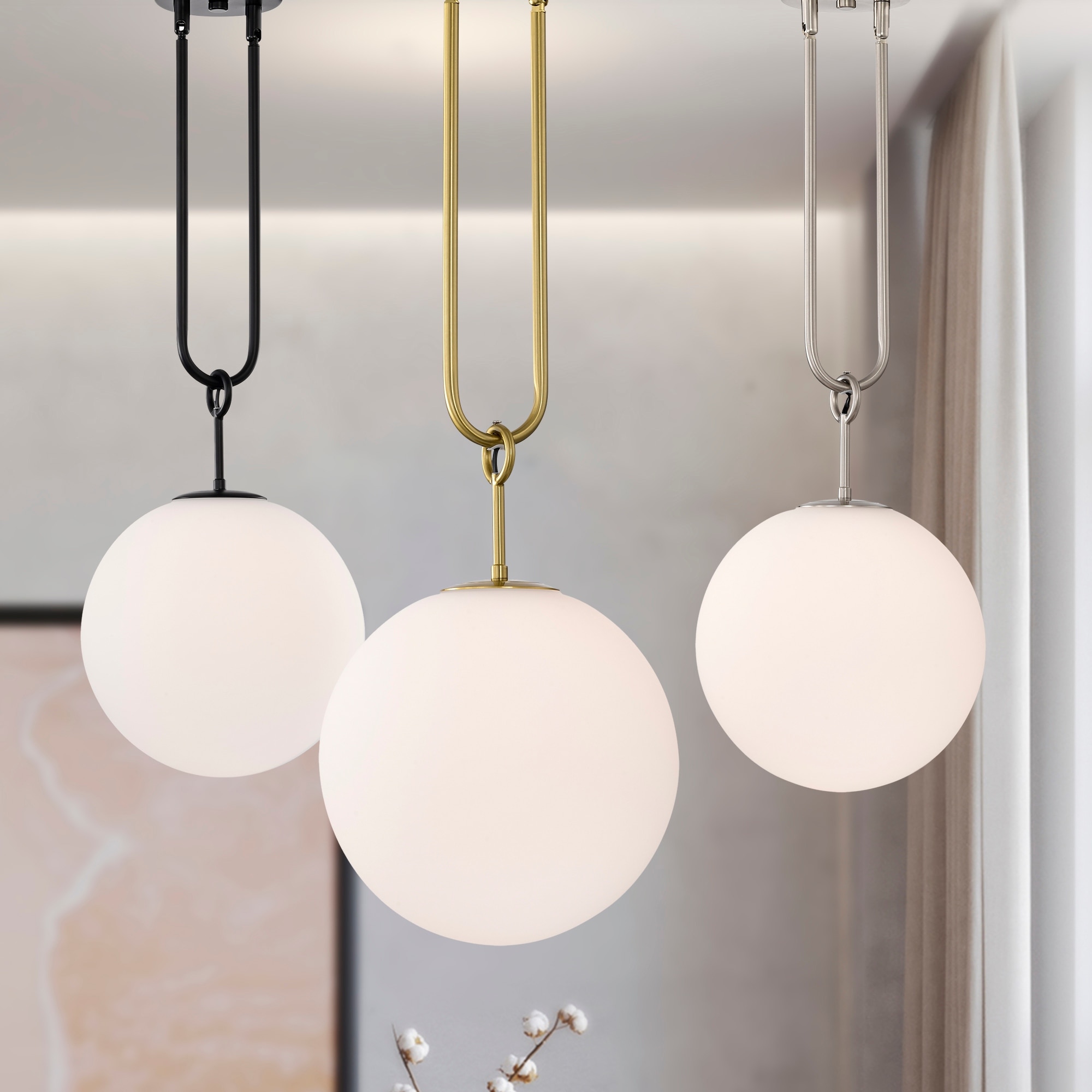Warehouse of Tiffany Moeder 1-Light Frosted Globe Pendant Ceiling Light with Metal Downrod