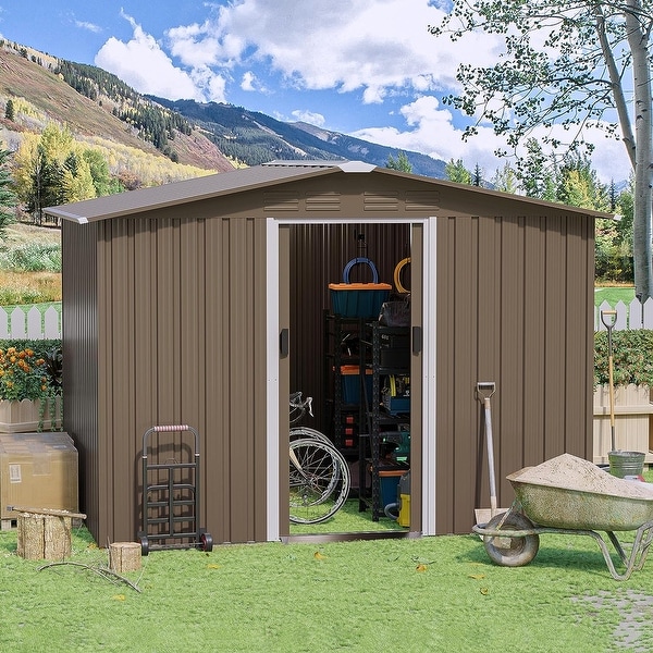 Outdoor Permanent Metal Storage Sheds for Gardening Tools