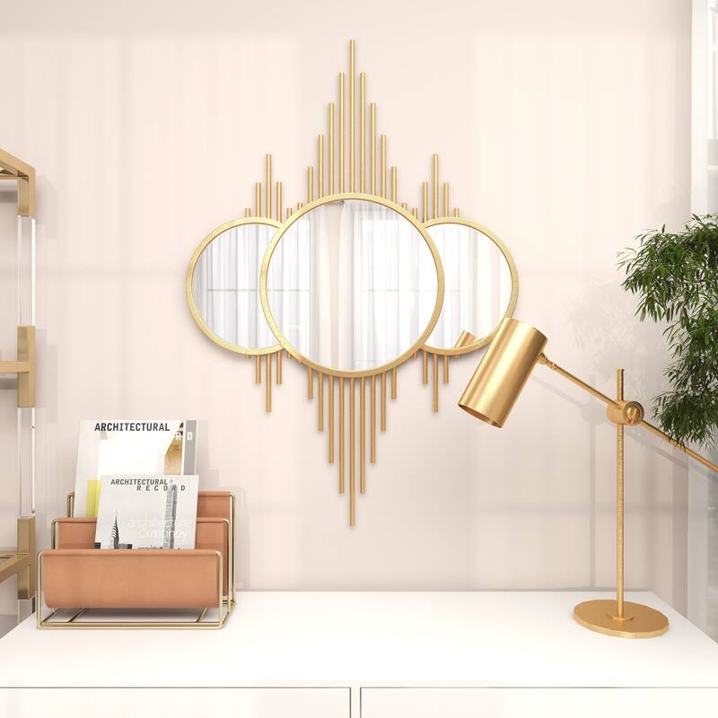 CosmoLiving by Cosmopolitan Gold Metal Room Wall Mirror