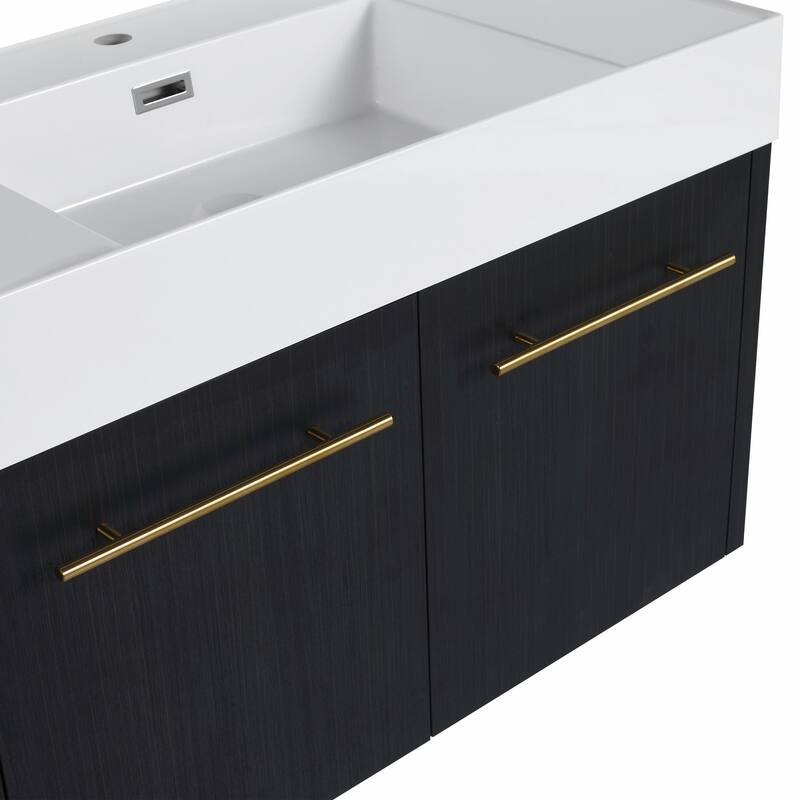 Wall-Mounted Bathroom Vanity with Thick-Edged Resin Basin Sink