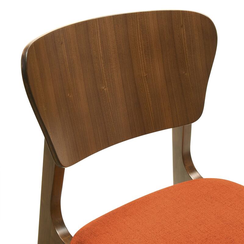 Kalia Mid-Century Modern Upholstered Wood Dining Chairs - Set of 2