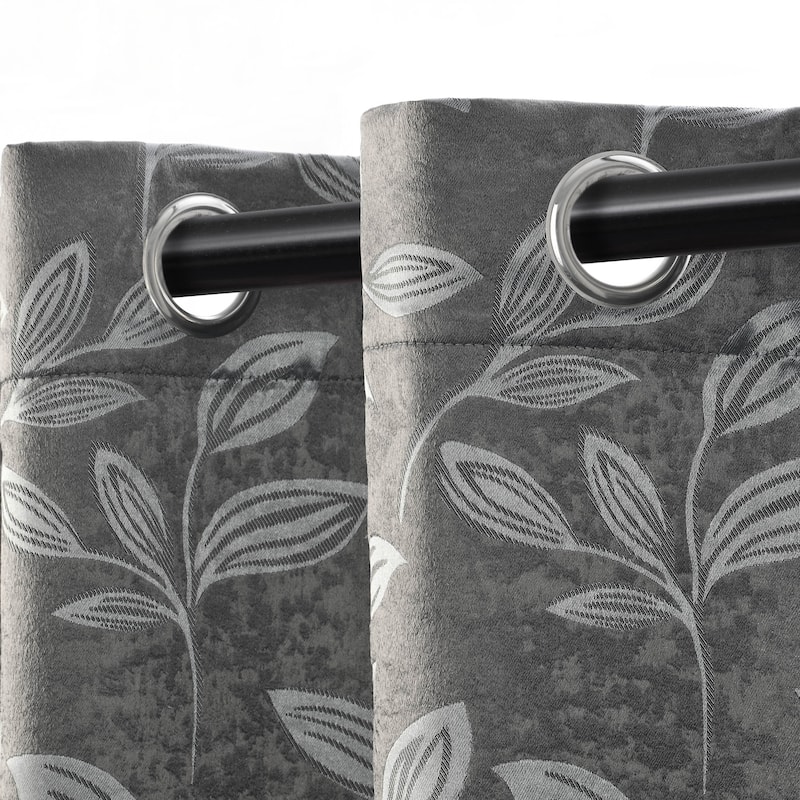 Superior Modern Bohemian Leaves Room Darkening Curtains with Grommets
