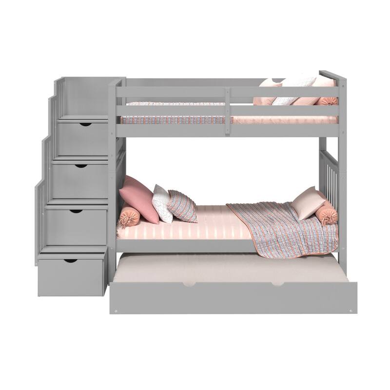 Taylor & Olive Trillium Tall Twin over Twin Stairway Bunk Bed, Trundle