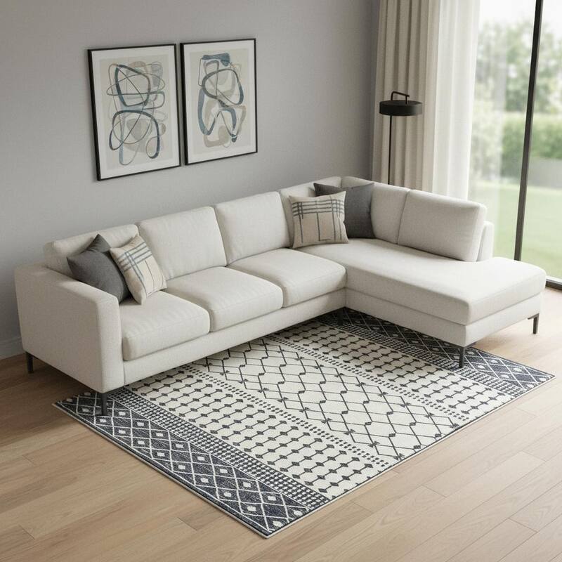 HomeRoots Geometric Modern, Contemporary Rectangle Area Rug - 8' X 10'