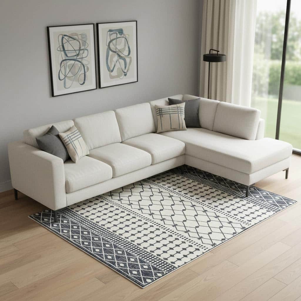 HomeRoots Geometric Modern, Contemporary Rectangle Area Rug