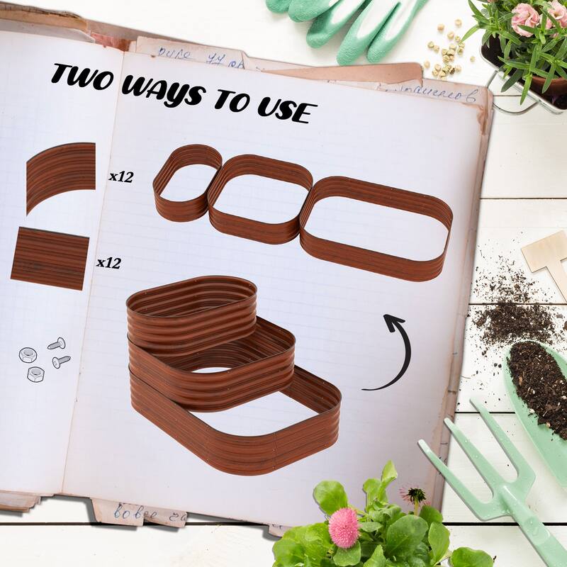 Modular Raised Outdoor Planter Box with Safety Edging, Self-Draining