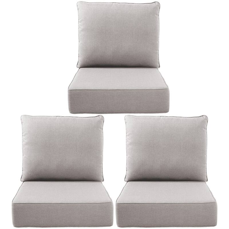 Gymojoy 24"x22"x6" Patio Thick Cushions & Pillows Set - Deep Seat Indoor/Outdoor Water & Fade Resistant - Three Sets - Beige