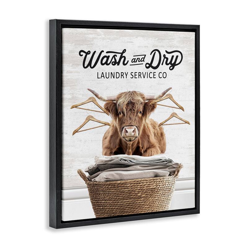 Stupell Wash & Dry Classic Cattle Framed Floater Canvas Wall Art Design By Lettered and Lined