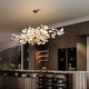 preview thumbnail 40 of 72, KAYLA 31.5" 6-Light Luxury Gold Chandelier, Modern Ceramic Leaf Branch