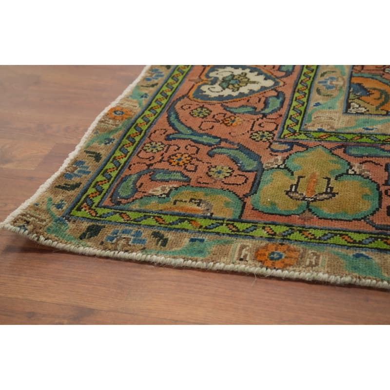 Hand Knotted Oriental 100% Wool Carpet Traditional Floral Oranges & Rust Tabriz Area Rug - 12' 3'' X 9' 3''