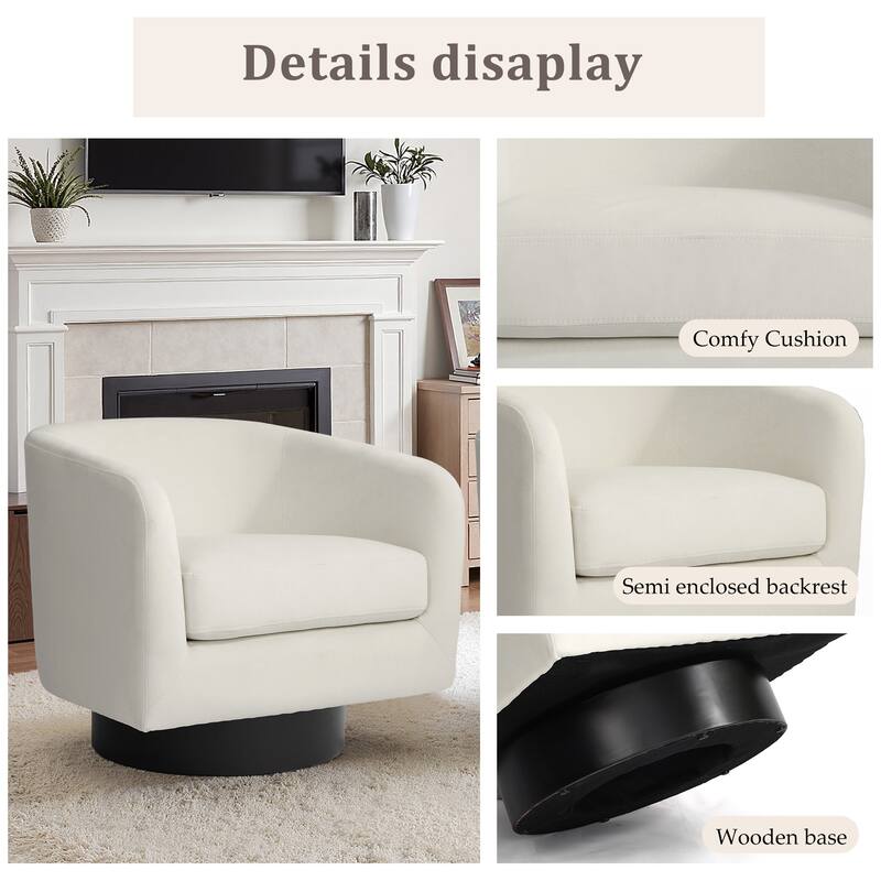 360-Degree Swivel Round Barrel Velvet Armchair Accent Chairs